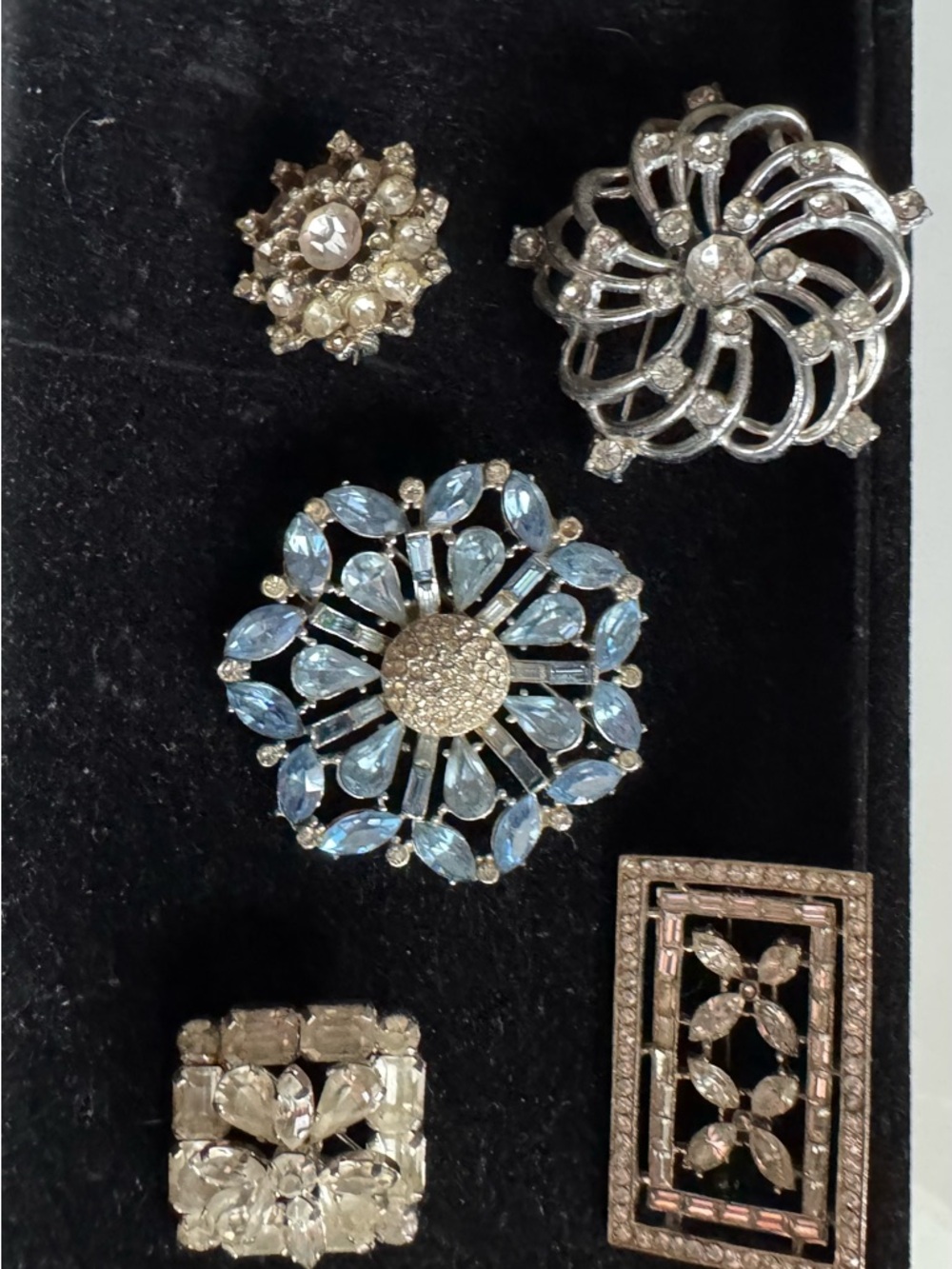 Vintage Crystal Rhinestone Brooches Lot